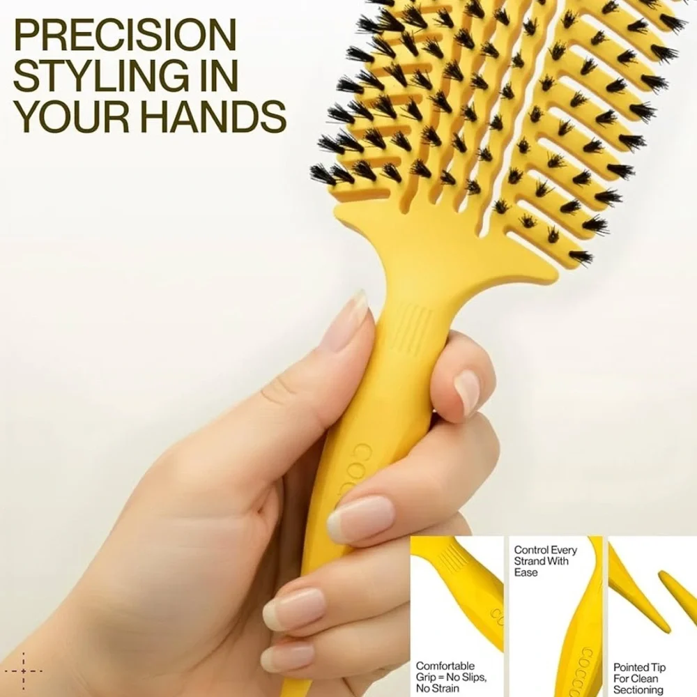 Cocco Yellow Aura Vent Boar Bristle Hair Brush